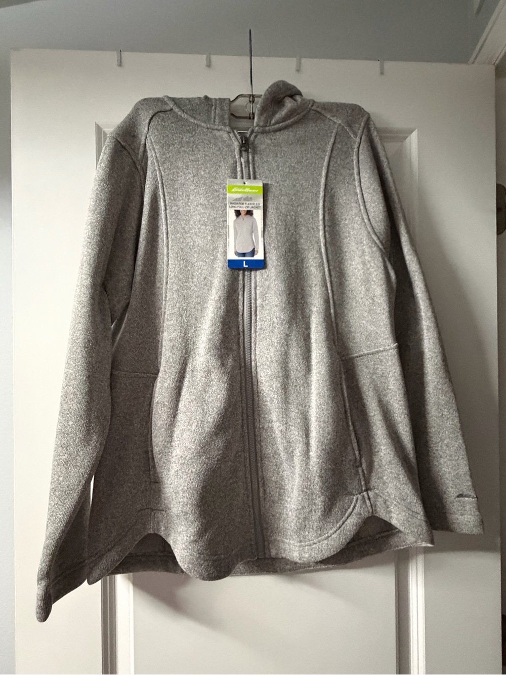 Eddie Bauer Light Gray Full-Zip Teddy Jacket